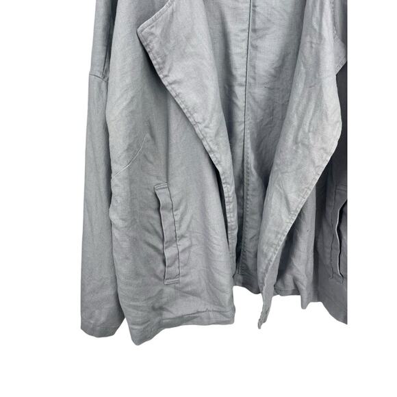Eileen Fisher Woman Draped Open Front Jacket Organic Linen Blue Size 2X - Picture 2 of 11